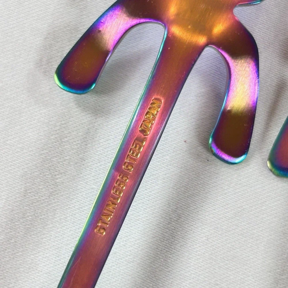 Stainless Steel Coffee Spoon Purple Blue Lovely Cute Cat Shape Teaspoon Dessert
